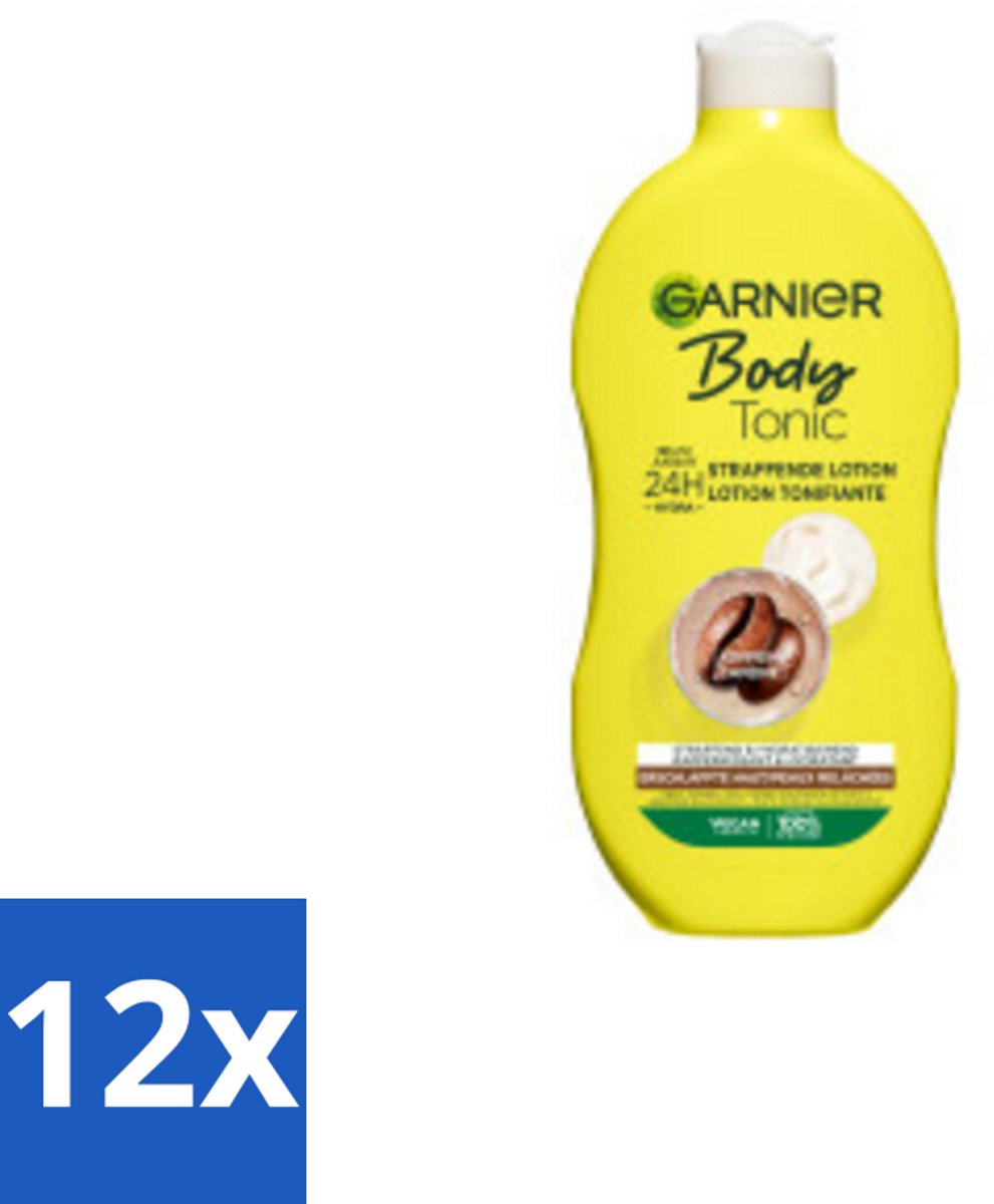 12 x Garnier - Body - Bodylotion - Tonic - Verstevigend & Hydraterend - 400 ml - Bodylotion - Hydraterende Bodylotion - Verstevigende Bodylotion - Cafeïne Bodylotion - 24 Uur Hydratatie