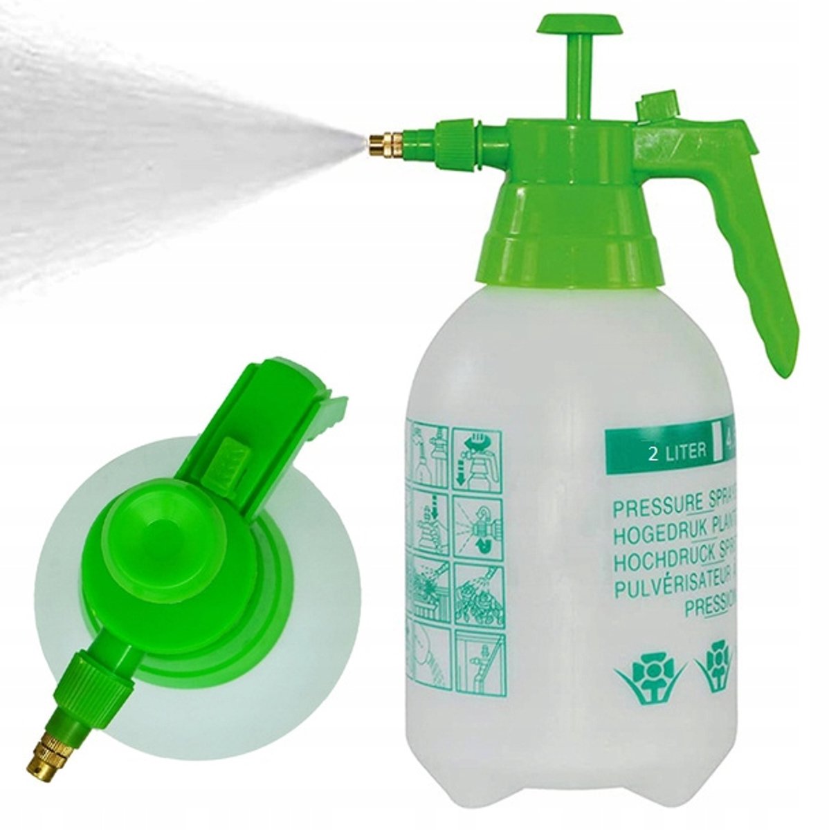 Drukspuit 2L - Handmatige Tuinspuit voor Bloemen, Planten en Reiniging