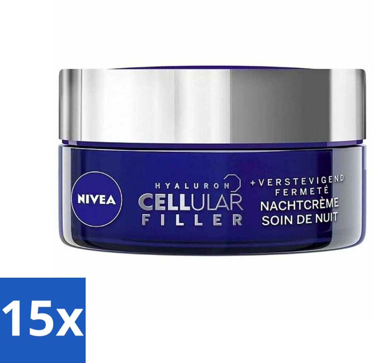 15 x NIVEA - Nachtcrème - CELLular Expert Filler Anti-Veroudering - Voor alle huidtypes - Met Hyaluronzuur & Foliumzuur - Anti-Rimpel & Hydraterend - 50 ml - Anti-aging Crème - Rimpelverlichting - Hyaluronzuur Crème - Foliumzuur Crème - Nachtcrème