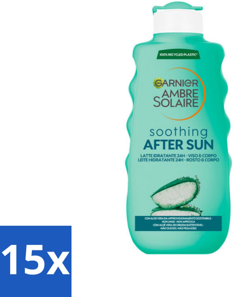 15 x Garnier - Ambre Solaire - Aftersun Melk - Verzachtend - 175 ml - Aftersun Melk - Zonverzorging - Huid Verzorging - Huid Kalmeren - Aloë Vera