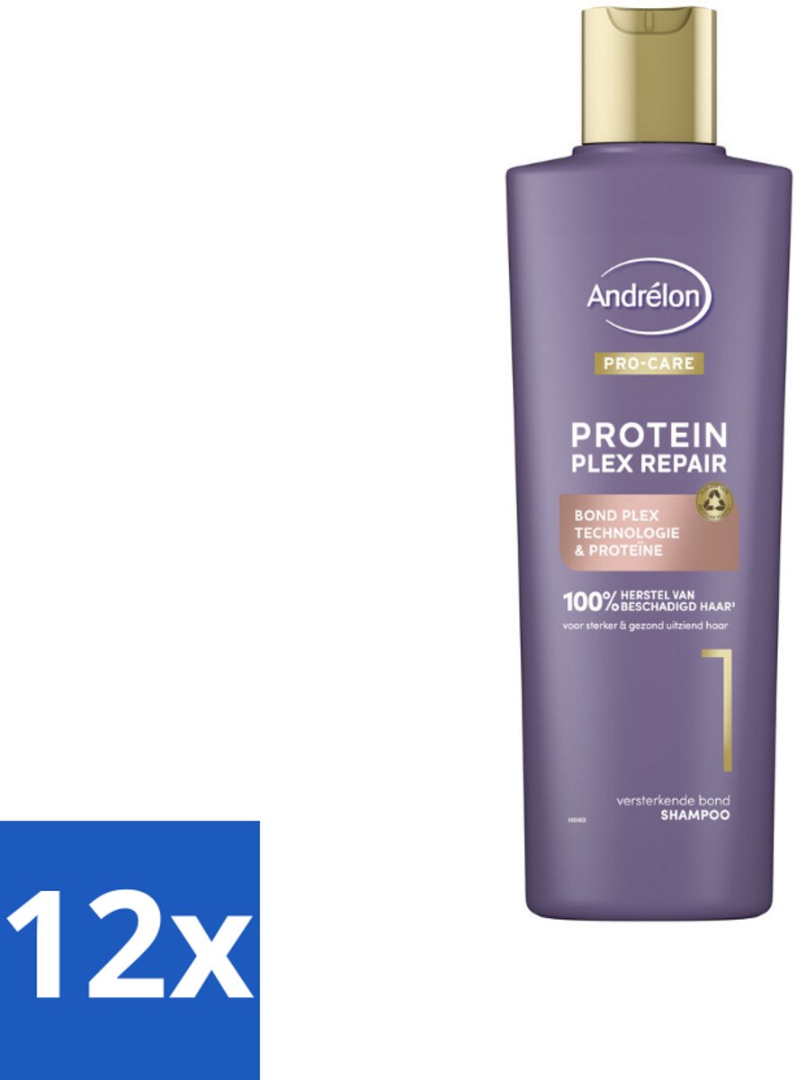 12 x Andrélon – Shampoo – Pro Care Protein Plex Repair – 250 ml - Herstel Haar - Beschadigd Haar - Proteïne Shampoo - Haar Herstel - Haar Structuur