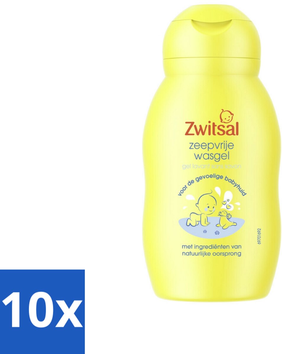 10 x Zwitsal - Wasgel Mini - Zeepvrij & Mild - 75 ml - Reisformaat - Babyhuid Verzorging - Zeepvrij Wasgel - Mild Wasgel - Hypoallergeen Wasgel - Anti-prik Wasgel