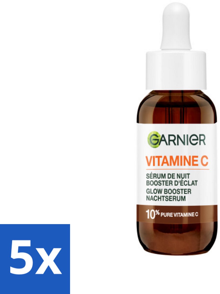 5 x Garnier - SkinActive - Nachtserum - Anti-Pigmentvlekken - 10% Vitamine C & Hyaluronzuur - 30 ml - Nachtserum - Vitamine C - Anti-Pigmentvlekken - Huidverheldering - Huidherstel