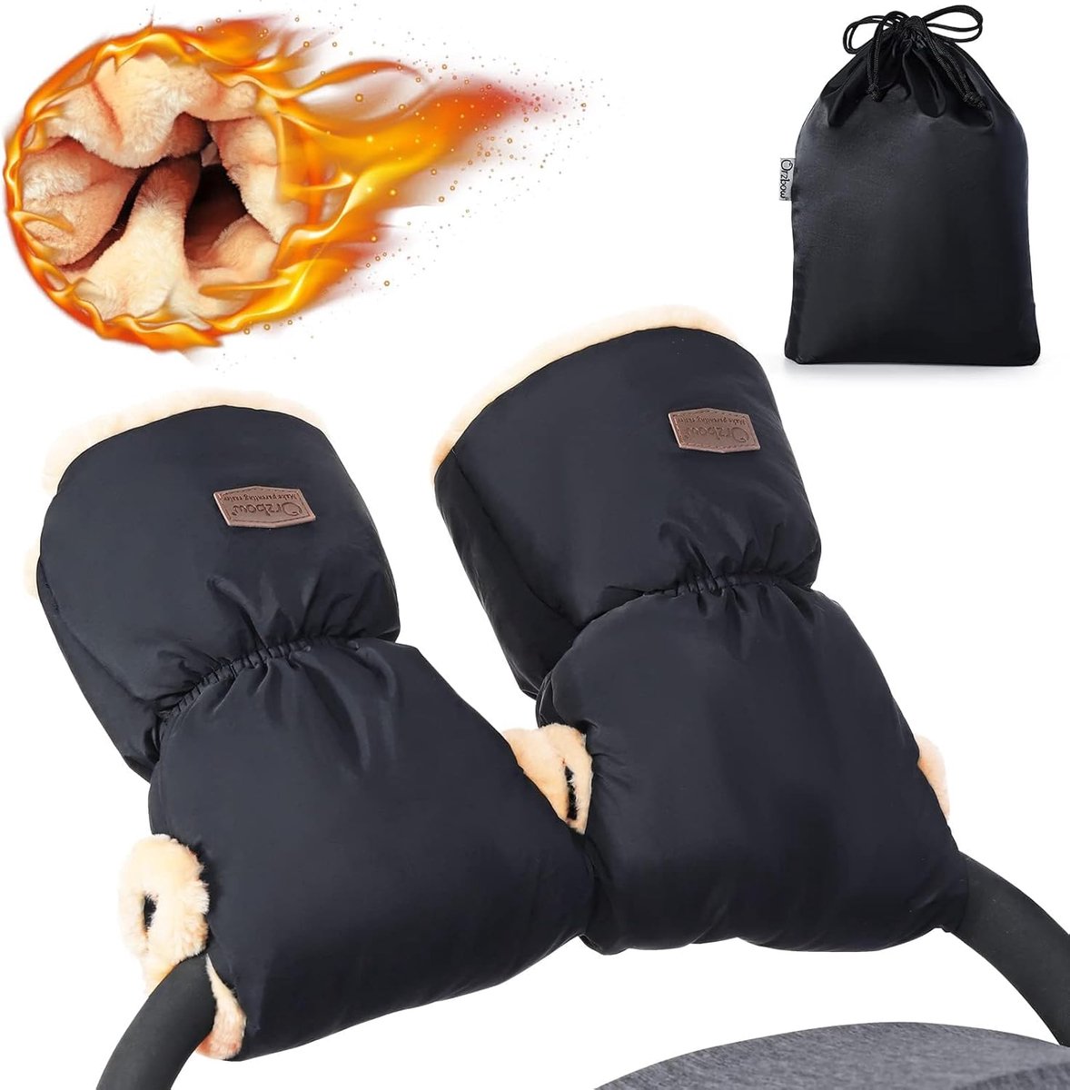 Handschoen voor kinderwagen - fleece - extra dik - warm en winddicht - Orzbow