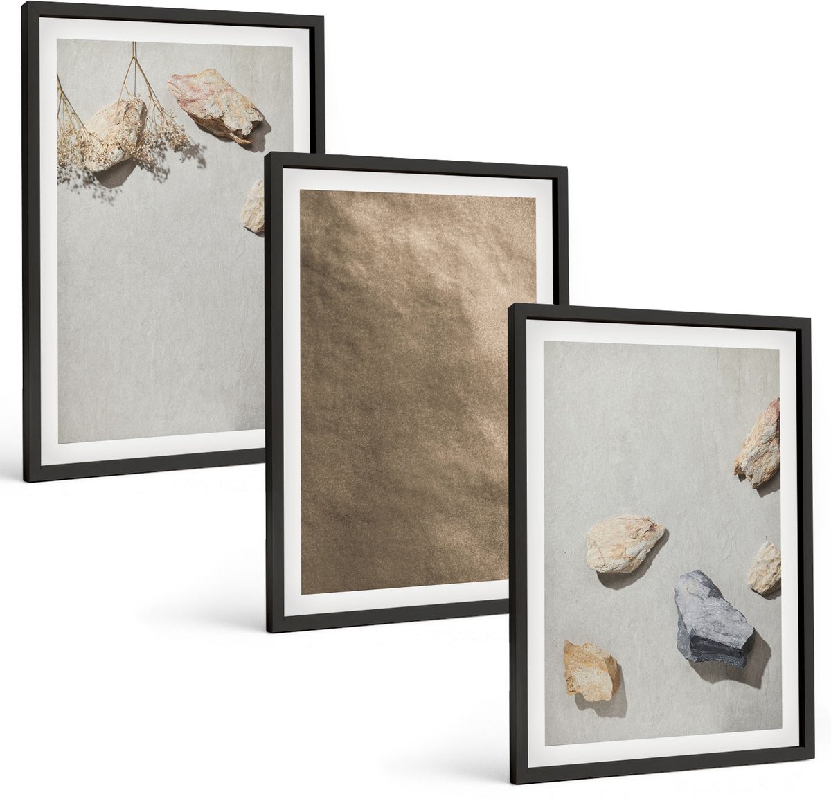 Tulup 4-Delige Schilderij Set - Strandstenen, natuurlijke structuren - 40 x 60 cm - Decoratieve Schilderijen - Woonkamer - Interieur - Interieur Decoratie
