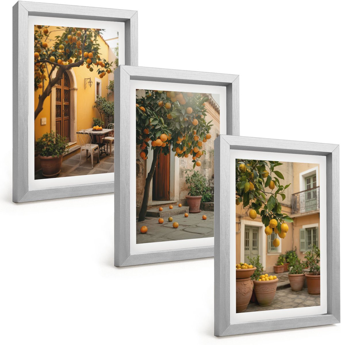 Tulup 4-Delige Schilderij Set - Tuin met citrusbomen op een zonnige locatie - 20 x 30 cm - Muurdecoratie - Schilderijen Set - Woonkamer - Stijlvolle Muurdecoratie