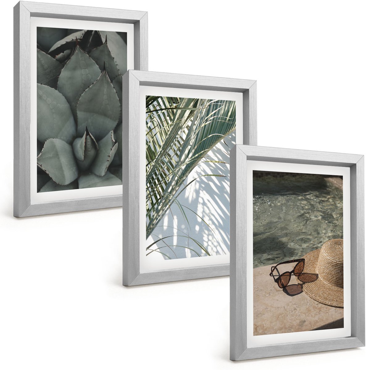 Tulup 4-Delige Schilderij Set - Tropische planten en zomerse decoraties - 20 x 30 cm - Decoratieve Schilderijen - Wanddecoratie - Hal - Interieur Decoratie