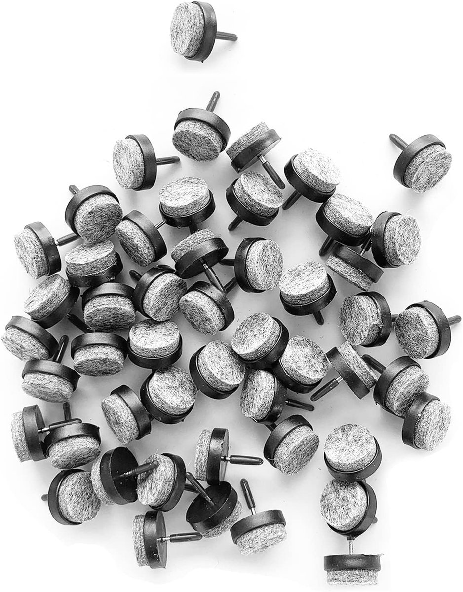 Stoeltafel - Zwart - Ø22 mm - Vilten Meubelglijders met Spijkers - Vloerbescherming en Geluidsdemping