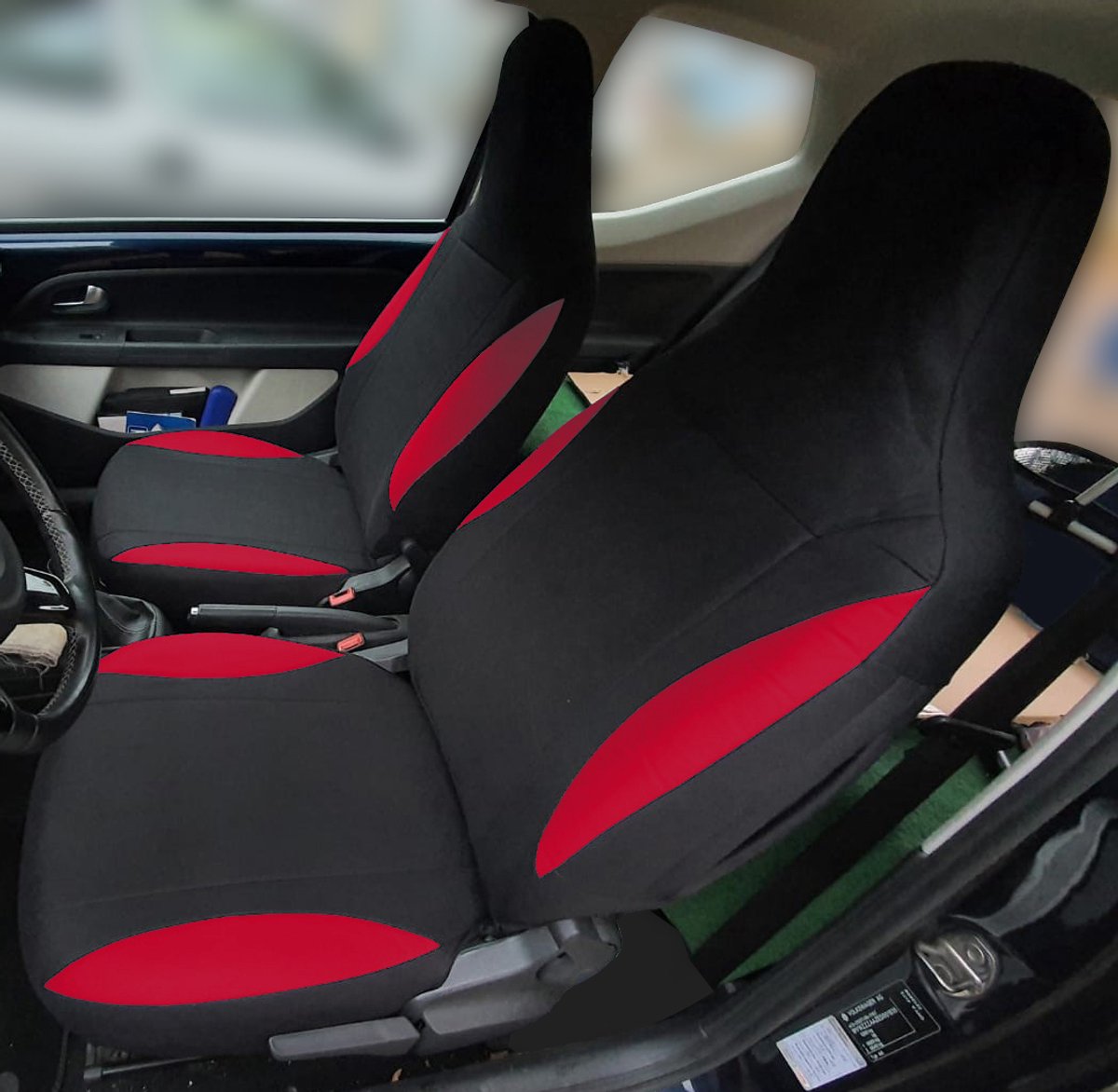 Autostoelhoezen Beschermhoezen Bestuurder Passagier voor Peugeot 107 BJ vanaf 2005 Zwart/Rood