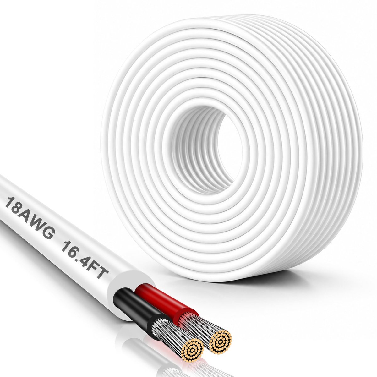 DEKIEVALE 18AWG Flexibele Kabel 2x0,75 mm², 5 m Vertind Koper, wit, 2-aderige Laagspanningskabel voor 5V/12V/24V LED - ShopVlot