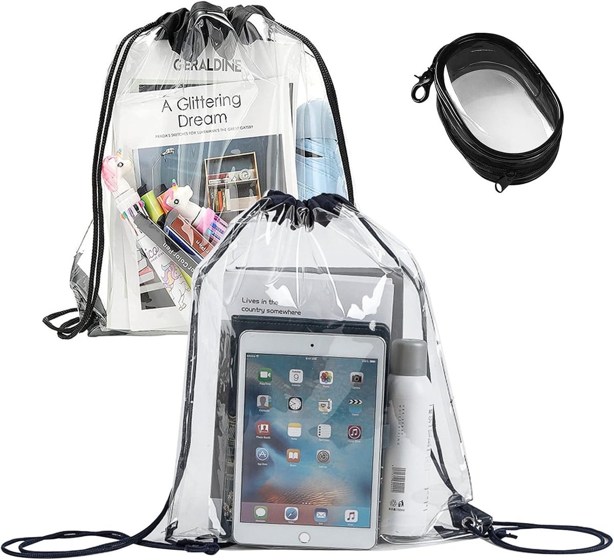 Sauna tas doorzichtig - Transparante Rugzak - 43 x 34 cm - Waterdicht PVC met Trekkoord - Voor Festival en Sport