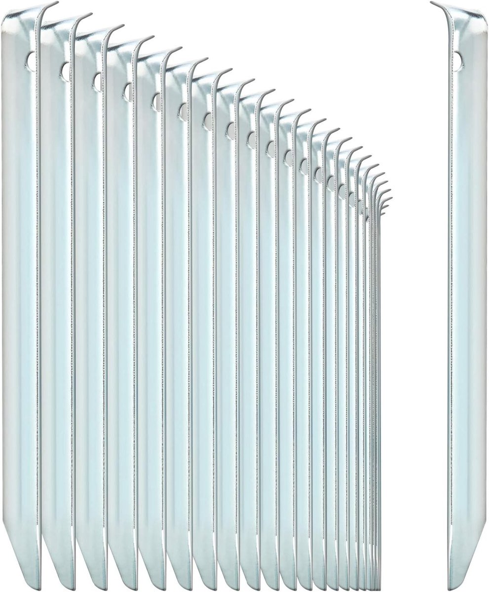 Schroefharingen - Zilver - 220 mm - Halfrond Stalen Grondharingen - Voor Kamperen en Buitengebruik