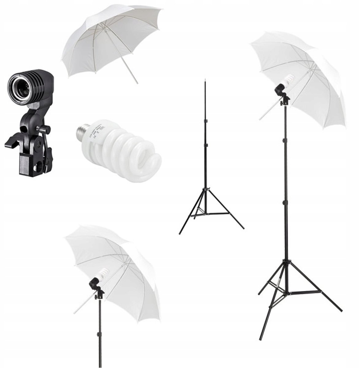Merkloos Continu Lichtset 5400K Dalichtlamp 150W met Statief & Paraplu
