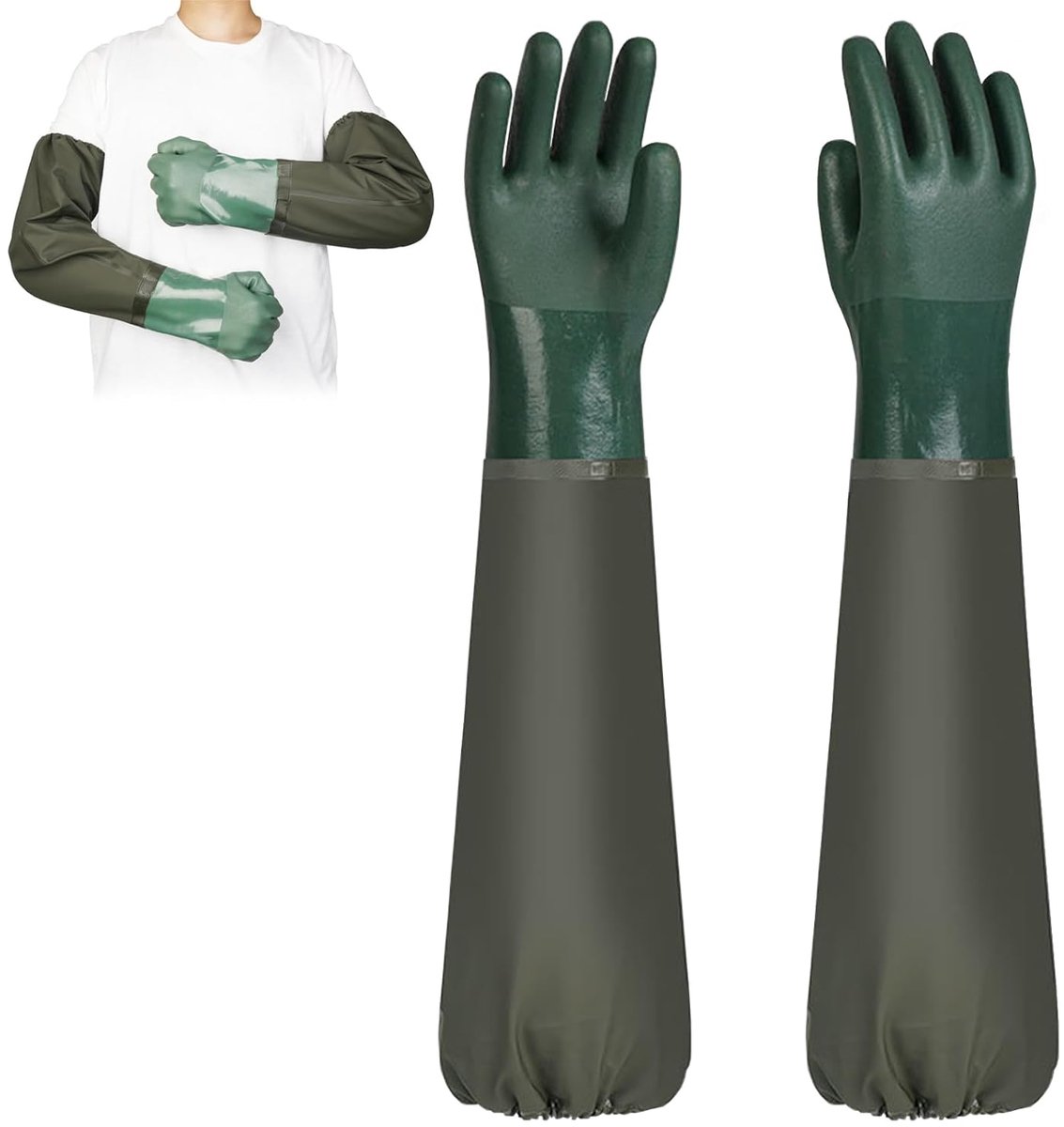 Latexhandschoenen herbruikbaar 70 cm - waterdicht - hypoallergeen - ideaal voor visvijveronderhoud - ShopVlot