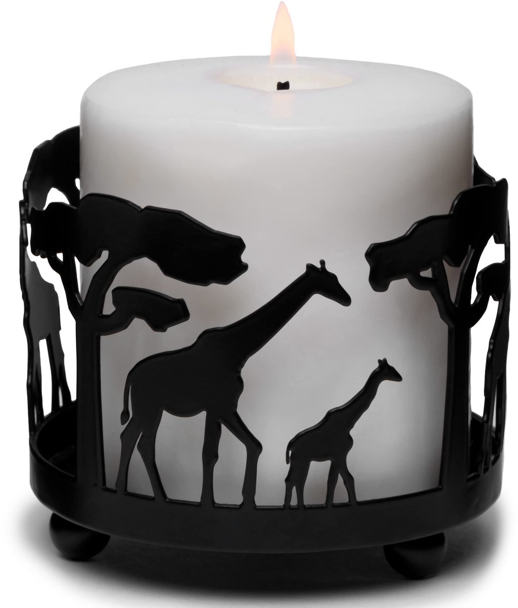 Famanu Giraffe kaarsenhouder voor kamerdecoratie, zwarte kaarsenhouder voor woonkamer, ideaal als pillar candle stand en woondecoratie accessoires