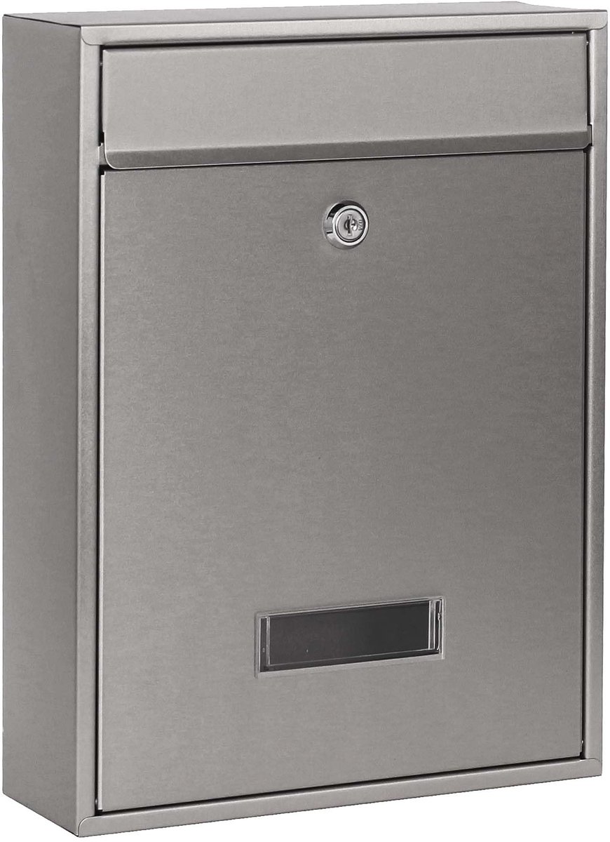 Famanu – Wandbrievenbus in zilverkleur met poedercoating, duurzame postbox voor brieven en post