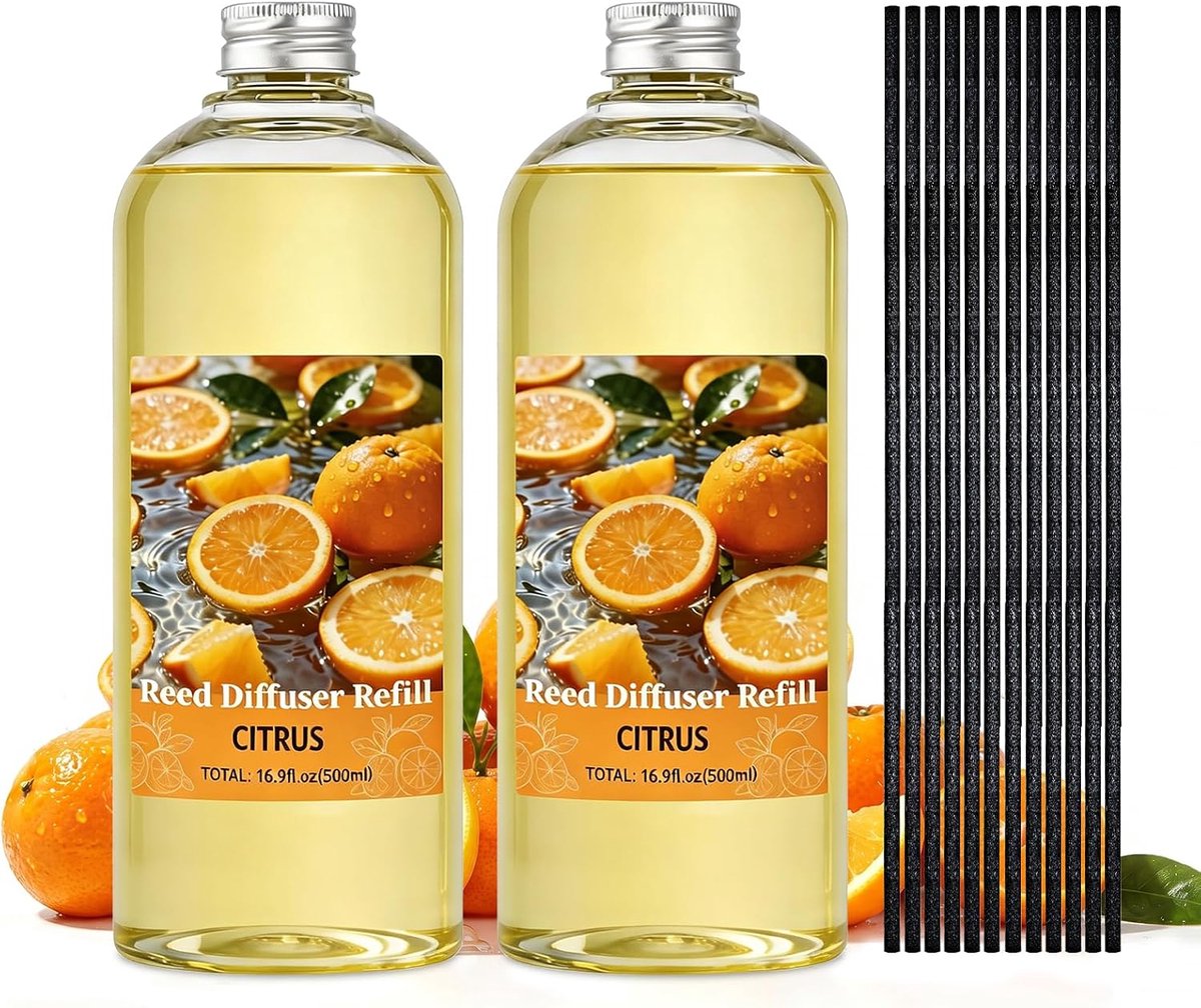 kamergeur navulling citrus, 1000 ml, met 12 stokjes - ShopVlot