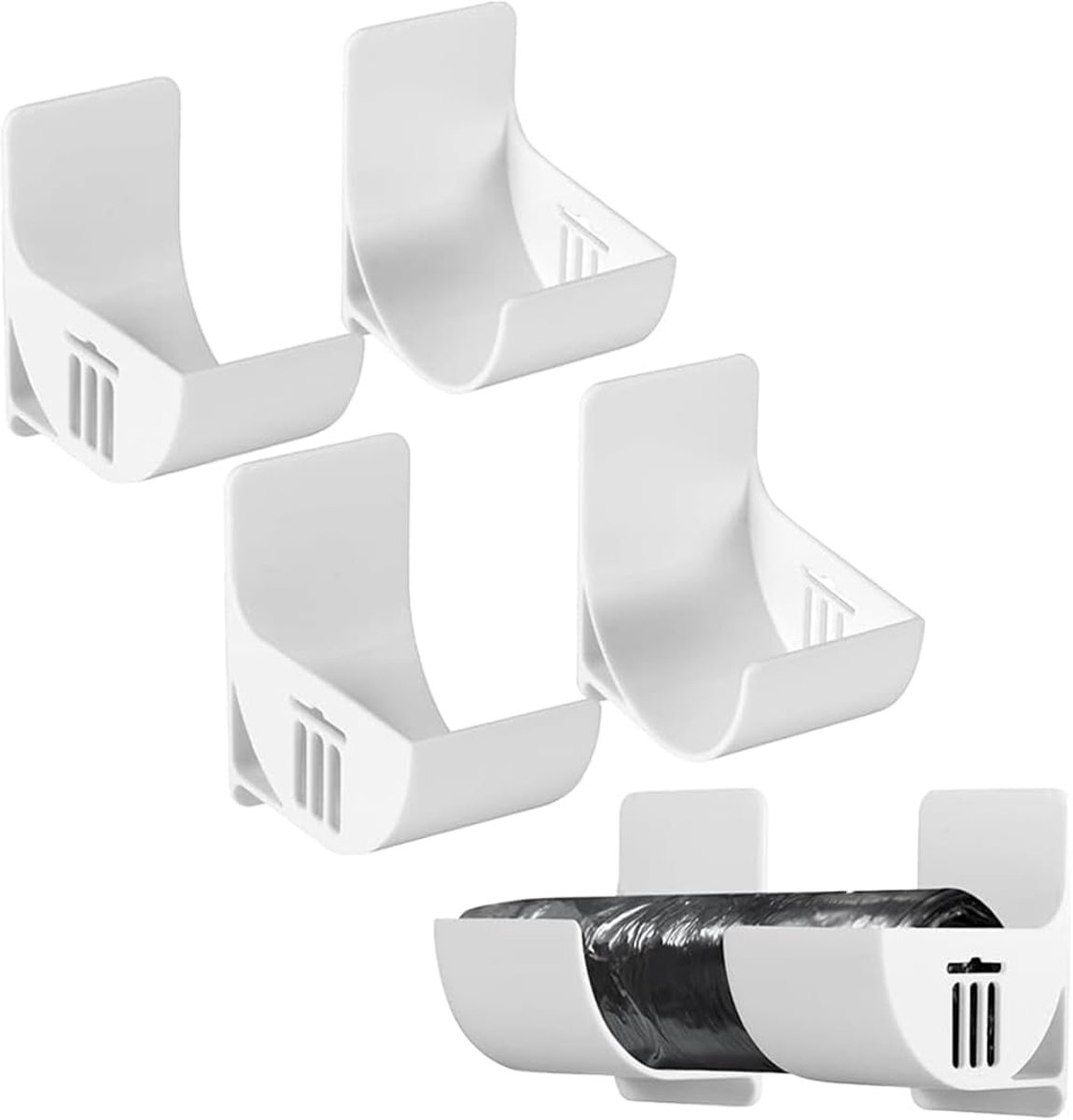 Aluminium Foil Holders, Wall Mount Self-Adhesive Organiser with 2 Pairs for Cabinet, Dispenser, Wall, for Hanging Wax - ShopVlot