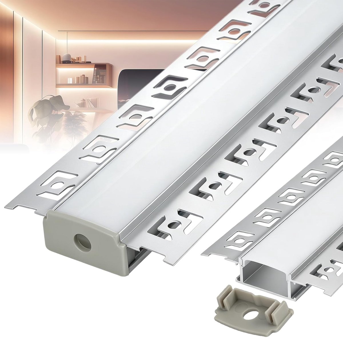 Led-droogbouwprofiel, 12/20 x 1 m (12/20 m), aluminium profiel voor ledstrips tot 20 mm breed, aluminium profiel - ShopVlot