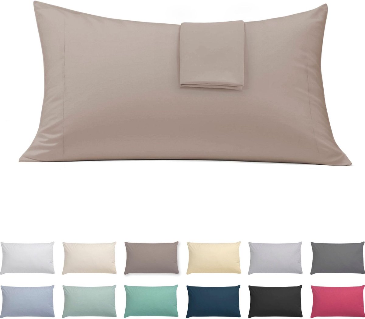 Famanu Set van 2 kussenslopen van 45 x 80 cm, extra zacht en comfortabel, aardkleuren, ademend en gemakkelijk te wassen Zwart