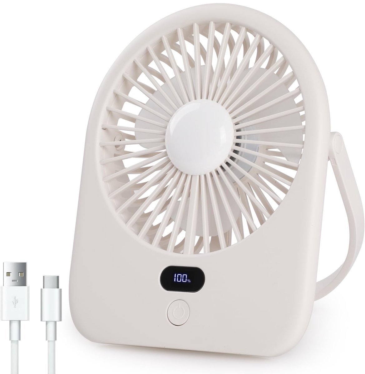 Draagbare ventilator, oplaadbaar, 5 snelheden en instelbare hoek, accu met 1200 mAh, mini-USB-tafelventilator, stil - ShopVlot