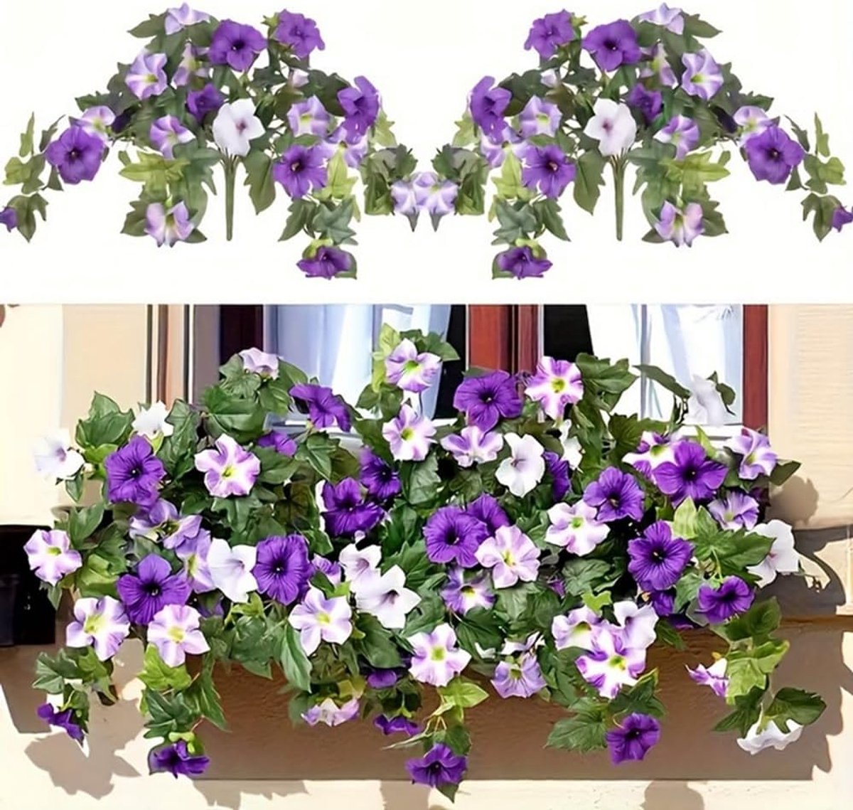 NatureMan Artificial Flowers for Outdoor Plants Decoration, 2 Pcs Faux Petunias Flowers Plants UV Resistant Silk for - ShopVlot