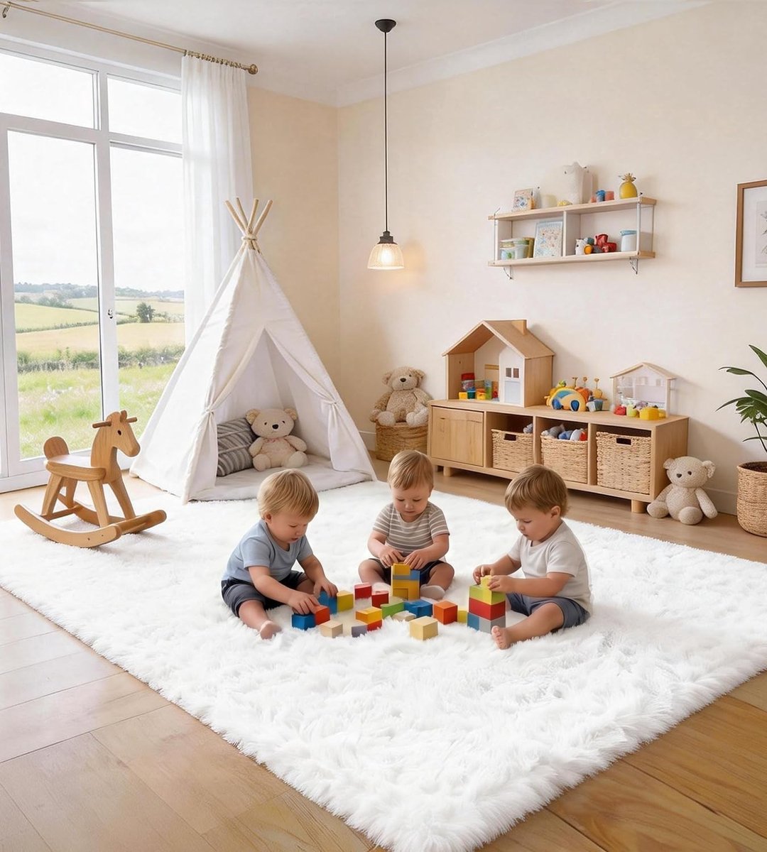 High Pile Living Room Rug Shaggy Hallway Runner Modern Fluffy Soft Large Rug Living Room Decoration Bedroom Children's - ShopVlot