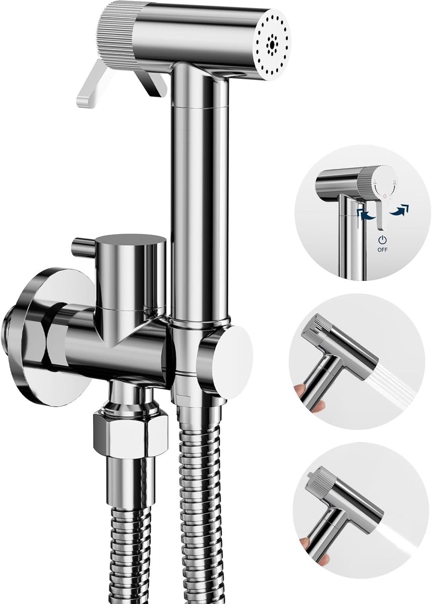 Toilet handdouche - chroom - multifunctioneel - voor intieme hygiëne - ShopVlot