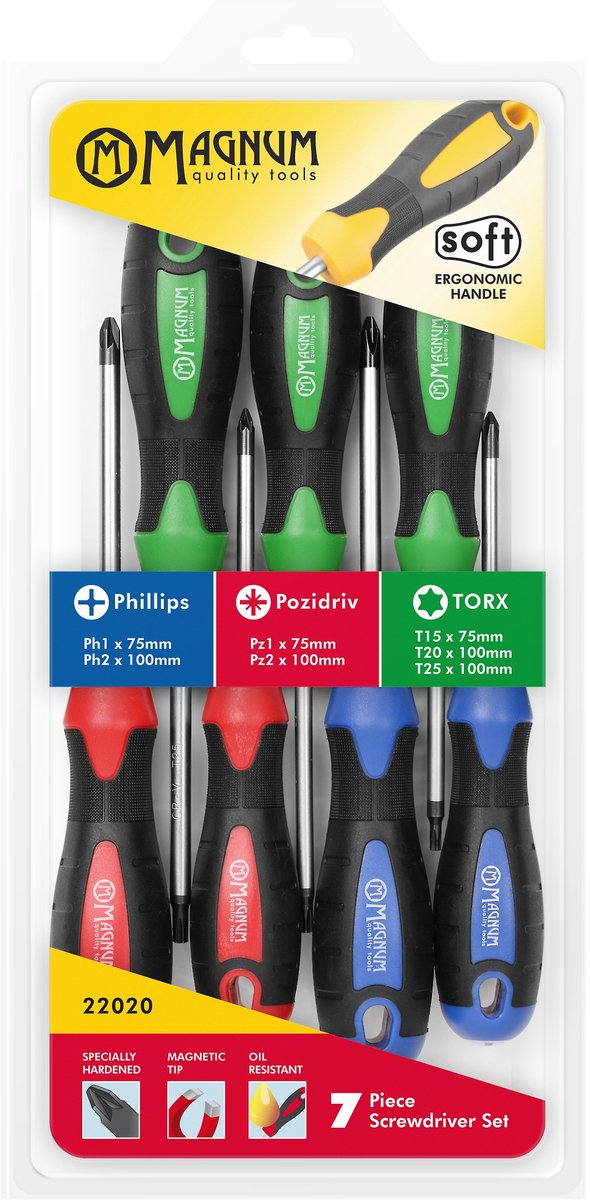 Magnum Schroevendraaierset Pro 7 Delig - Chroom-Vanadium Staal