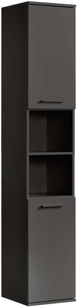 mokebo Badkamer kolomkast 'Der Matrose' (180x33x34 cm) Smalle badkamer zijkast of houten badkamerkast in Antraciet zwart