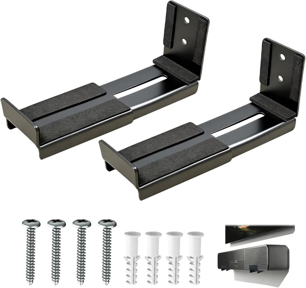 Soundbar muurbeugel 2pcs - Universele houder - Max 15kg - Ruimtebesparend ontwerp - ShopVlot