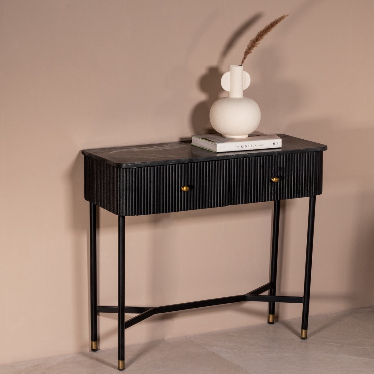 Giga Meubel Halkastje - Zwart Marmer - 90x33x80cm
