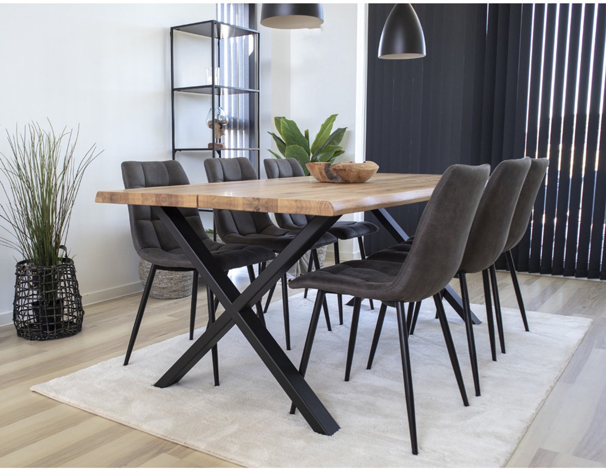 Eetkamerstoel Stof Donkergrijs - Zithoogte 50cm - 55x44x86cm - Set van 2