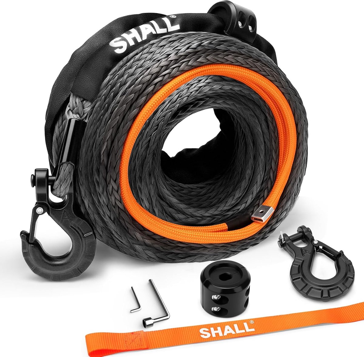 Winch touw 12mm x 28m - synthetisch - 16 ton trekvermogen - ideaal voor zwaar trekken - ShopVlot