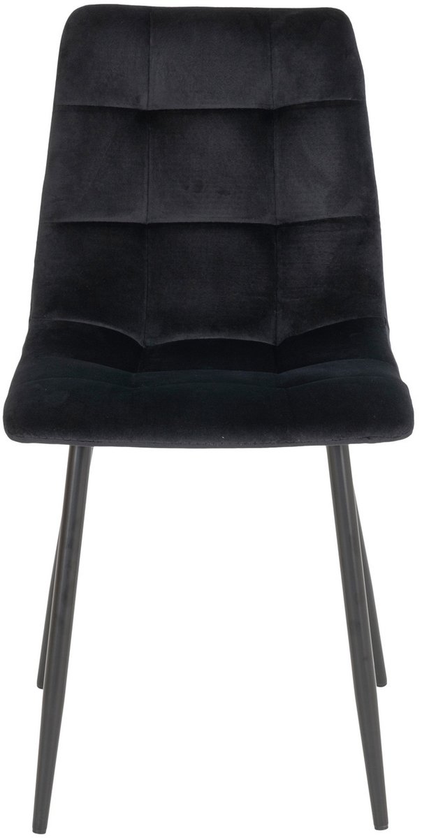 Eetkamerstoel Zwart Stof - Zithoogte 50cm - 55x44x86cm - Set van 2