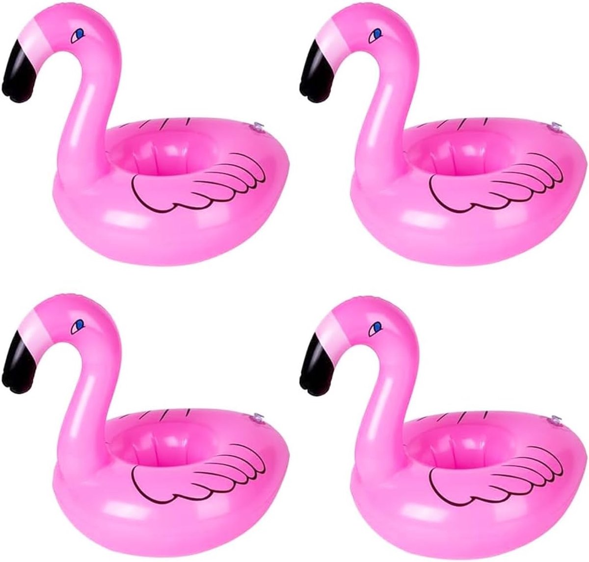Opblaasbare flamingo bekerhouder - 4 stuks - mini drijvende bekerhouder - perfect voor zwembad of whirlpool - ShopVlot