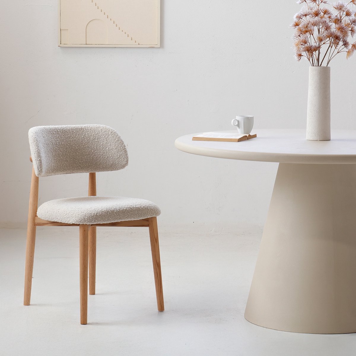 Giga Meubel Eetkamerstoel Lexi - Eikenhout/Polyester - Taupe - Set van 2