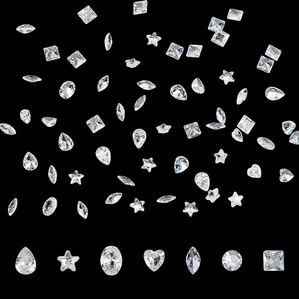 Cubic zirconia steen cabochons 140pcs - 7 stijlen - facetten design - perfect voor nail art - ShopVlot