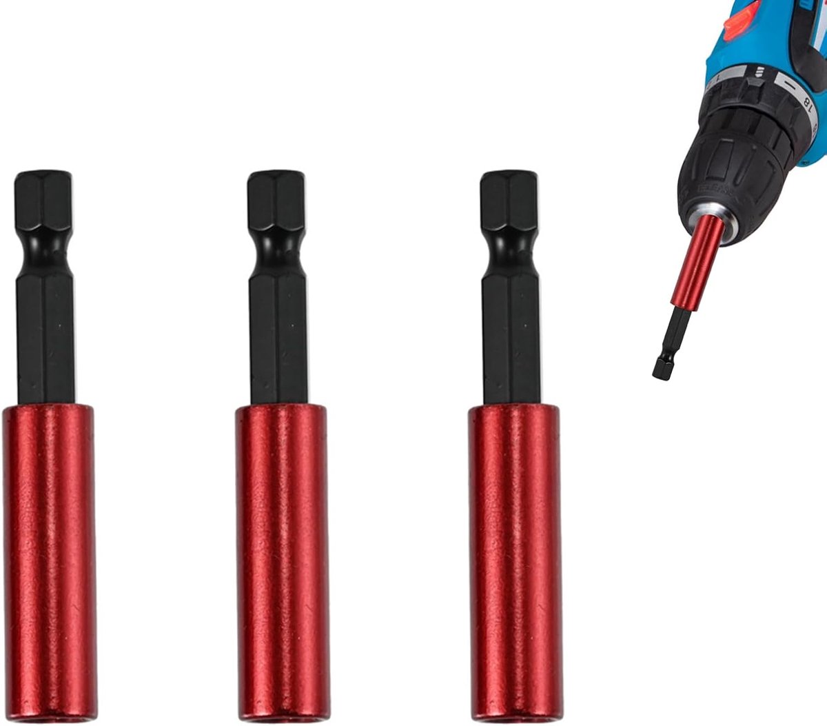 3 stuks 60 mm bithouders, magnetisch, voor slagschroevendraaier, 1/4 inch bithouder, accuschroevendraaier, S2 staal - ShopVlot