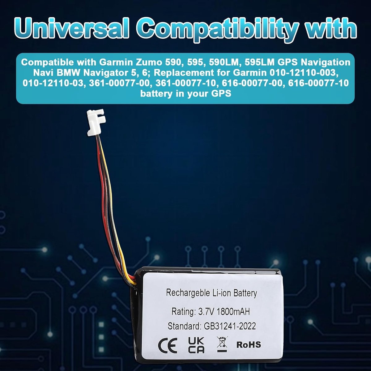 Accu compatibel met Garmin Zumo 590, 595, 590LM, 595LM GPS Navigatie Navi Li-Ion 361-00077-00/616-00077-00 - ShopVlot – foto 6