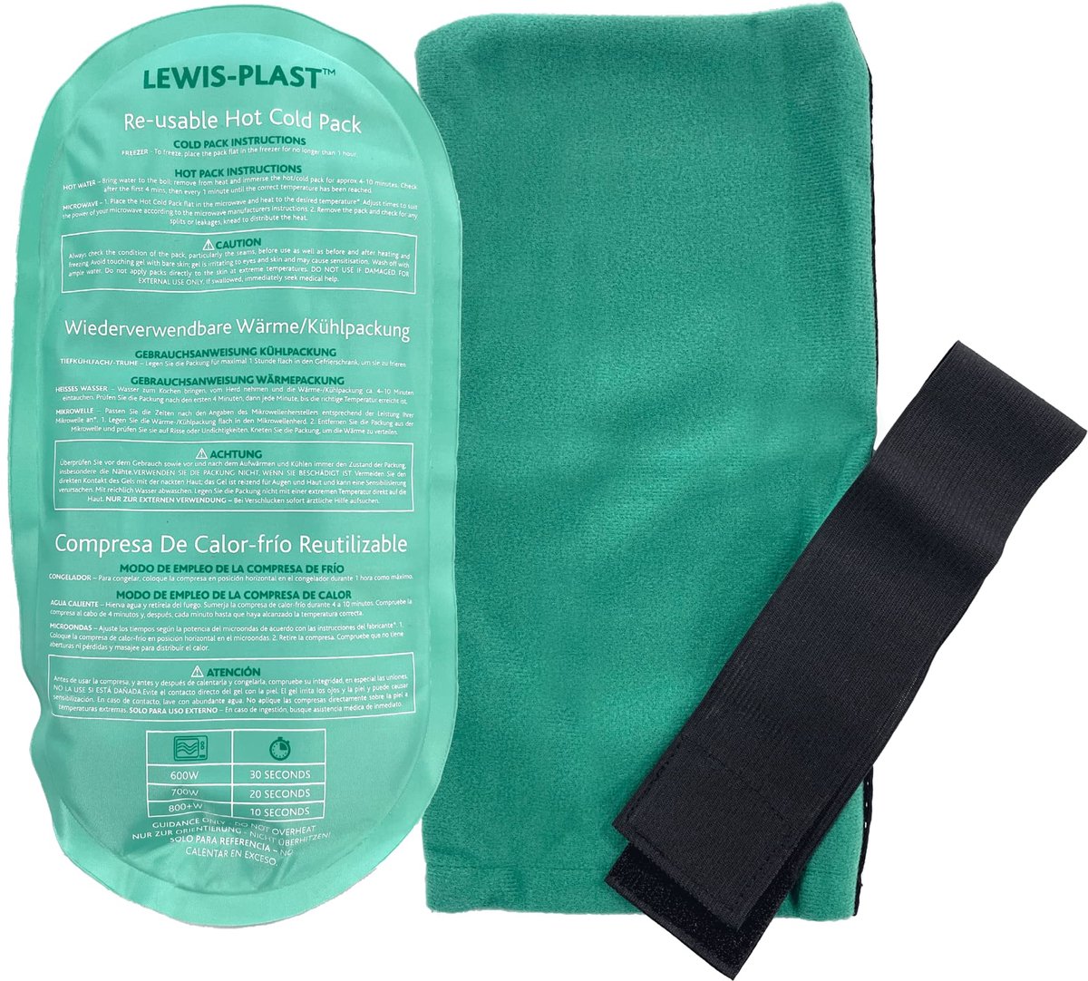 Lewis-Plast Premium warm en koud herbruikbaar gelpakket, kompressomslag met hoes, ijswarmtepakketten voor knie-, rug - ShopVlot