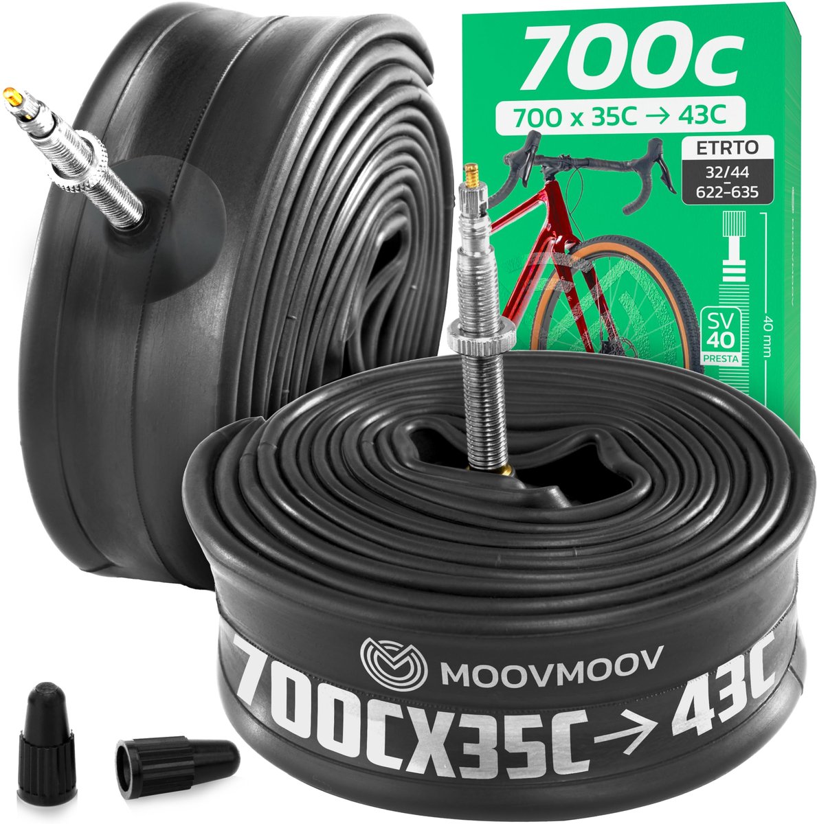 MOOVMOOV Binnenband 700 - Voor banden 700x35C, 700x36C, 700x37C, 700x38C, 700x40C, 700x42C en 700x43C - ShopVlot