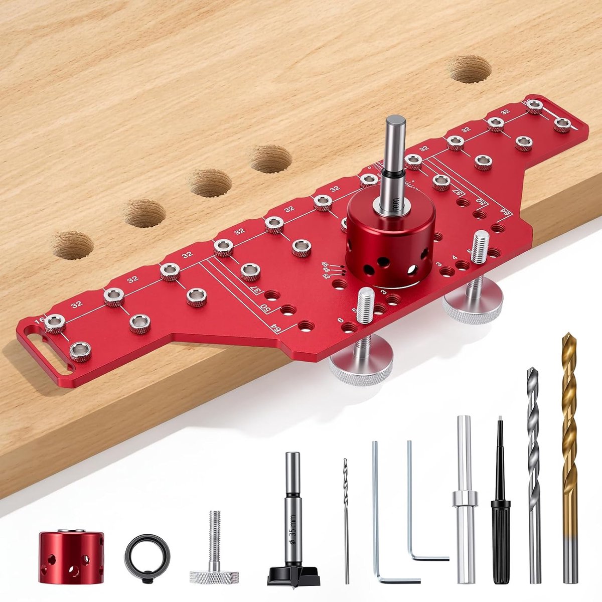 2-in-1 aluminium boorsjabloon, 35 mm scharnier en plankpen, gereedschapsset - ShopVlot