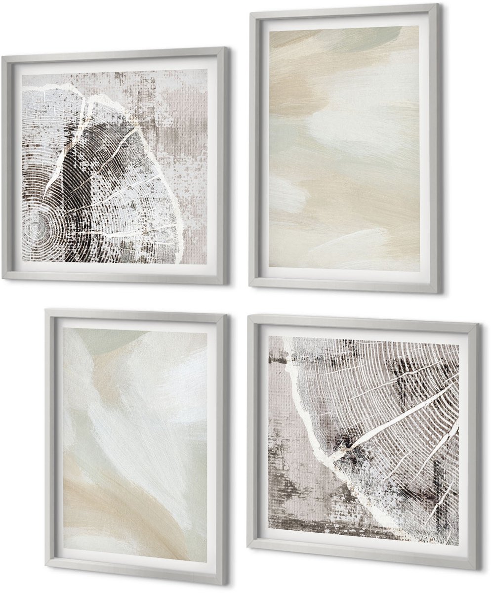 Coloray 4-Delige Schilderij Set - Verftextuur, sporen van verf, minimalisme - 40 x 40 cm en 40 x 60 cm - Muurdecoratie - Schilderijen Set - Woonkamer