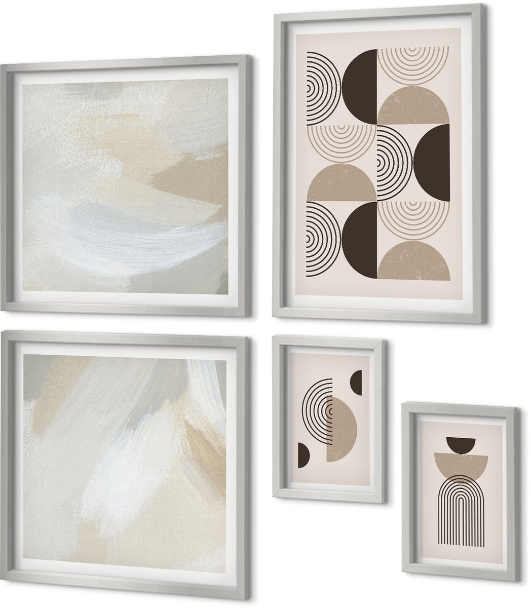 Coloray 5-Delige Schilderij Set - Bergmeren Met Weerspiegelingen In Het Water En Het Bos. - 20 x 30 cm - Wanddecoratie - Schilderijen Set - Kantoor - Stijlvolle Muurdecoratie