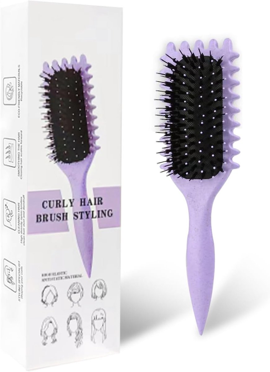 Krulborstel - Paars - 24 cm - Ergonomisch Ontwerp met Nylon Haren - Voor Mannen en Vrouwen