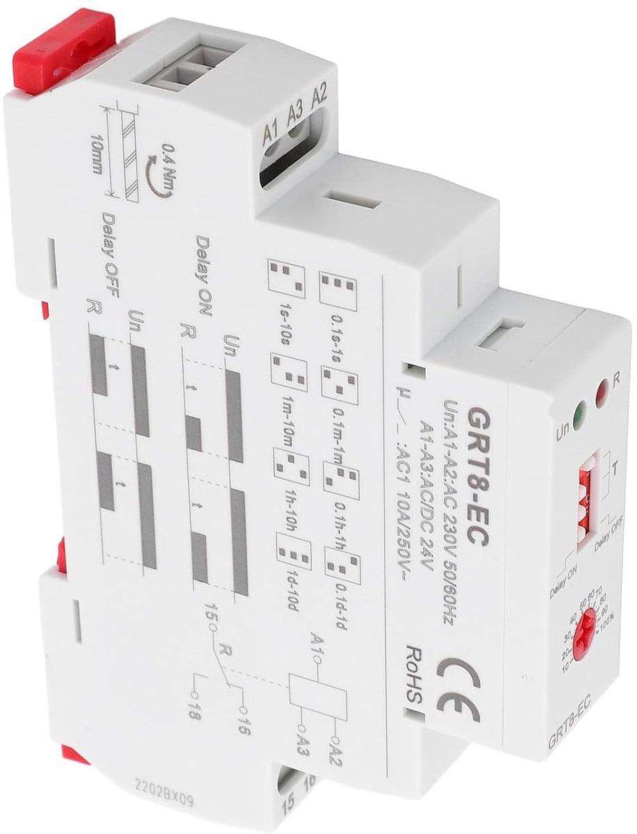 Dual Function of Time Relay, LED Display, Adjustable Delay Area 0.1s-10 Days, for Remote Control, Automatic, ABS - ShopVlot
