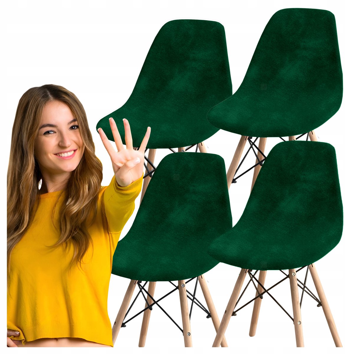 4x Luxe Velours Stoelhoezen Scandinavische Stijl - Merkloos