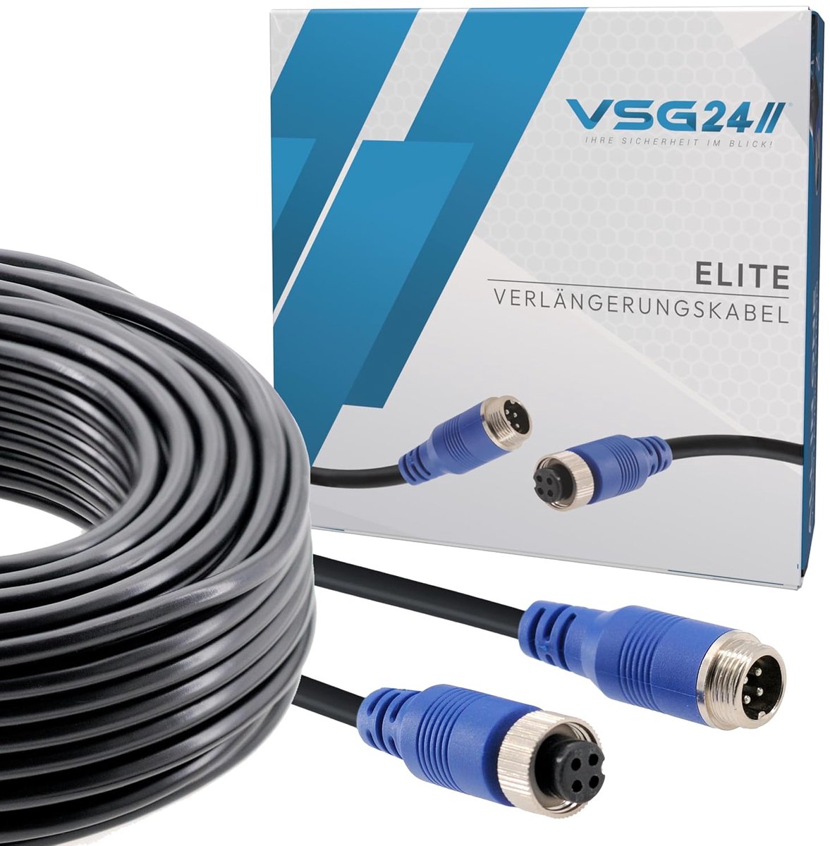 VSG Rear view camera extension cable with 4-pin for all WT 5 & 7 reversing systems and cameras, various lengths - ShopVlot