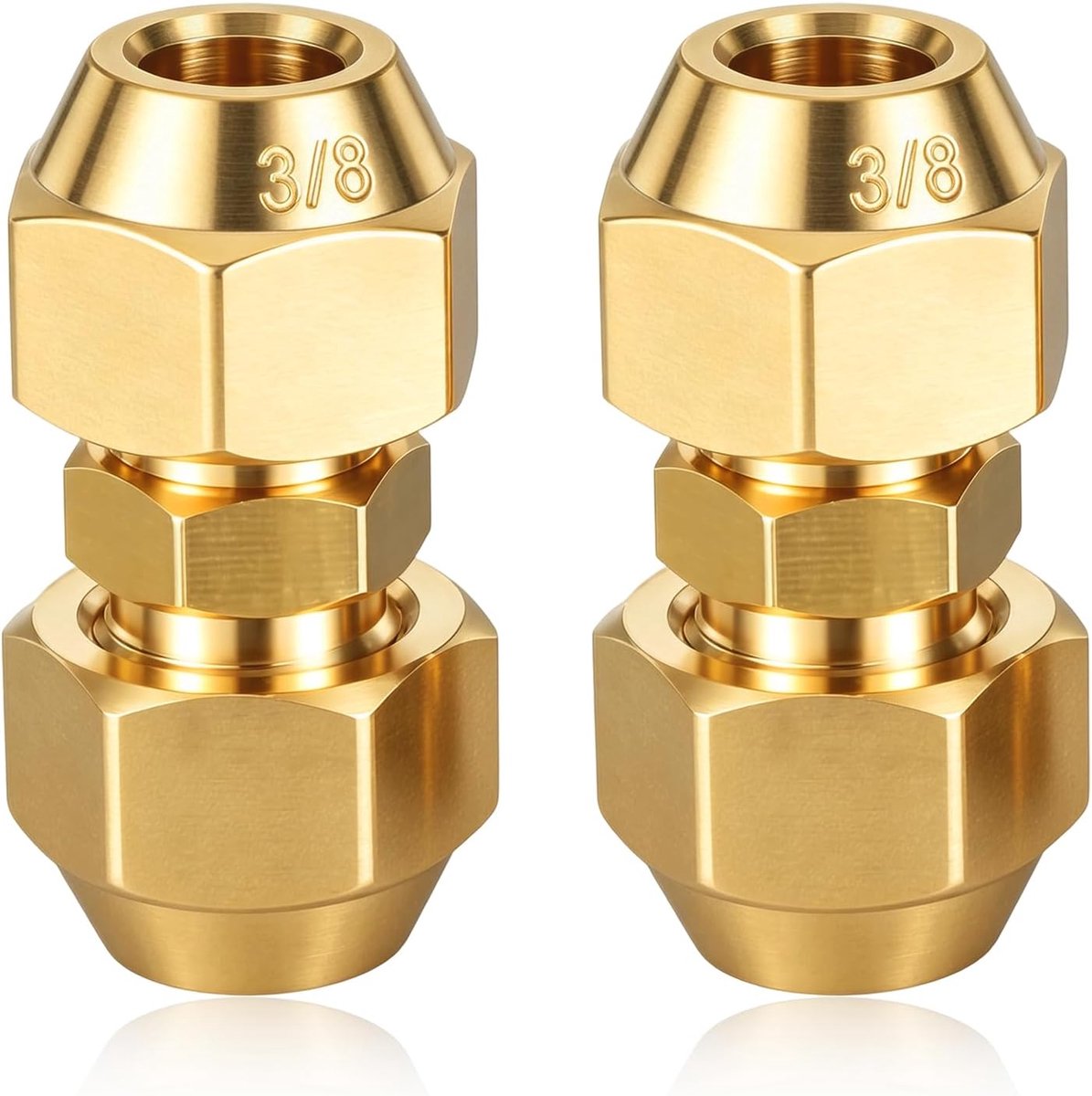 2 stuks slangverlenging 3/8 inch dubbele nippel verbindingsnippel koperen buis verlenging airconditioning koperen buis - ShopVlot